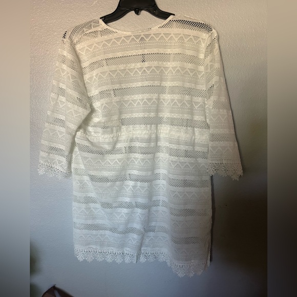Club z collection White Lace Open tie front Cardigan cover up - Picture 5 of 6